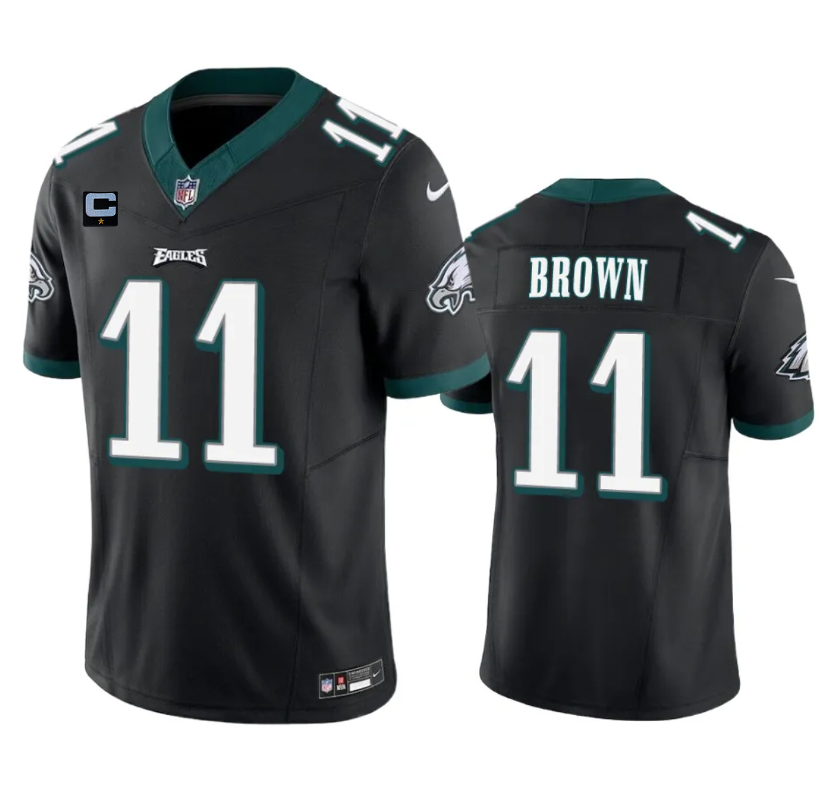 Men's Philadelphia Eagles #11 A. J. Brown Black 2023 F.U.S.E. With 4-Star C Patch Vapor Untouchable Limited Football Stitched Jersey - Click Image to Close